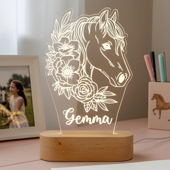 Horse Night Light – Personalized LED Lamp for Animal-Loving Kids - Picture 3 of 9